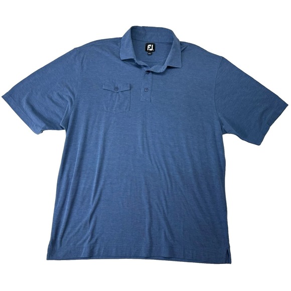 FootJoy Other - Footjoy Men Polo Golf Shirt Athletic Fit Poly Blend Blue Pocket Short Sleeve XL